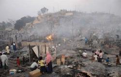 3 ساعات لإخماد حريق مخيم للاجئي الروهينجا
