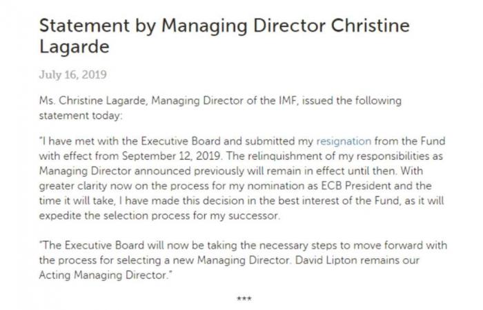 لاجارد تعلن استقالتها رسمياً من صندوق النقد الدولي