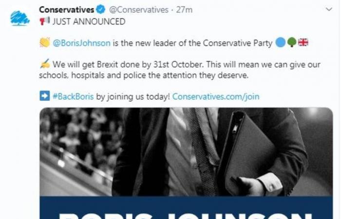 بوريس جونسون يفوز بزعامة حزب المحافظين ليصبح رئيساً لوزراء بريطانيا