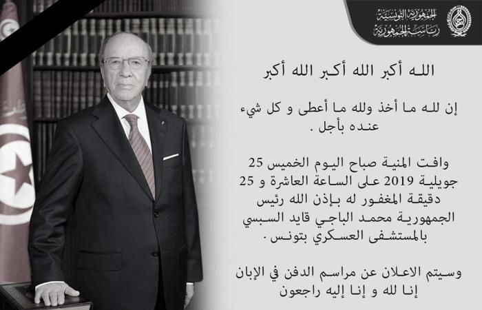 عاجل.. وفاة الرئيس التونسي
