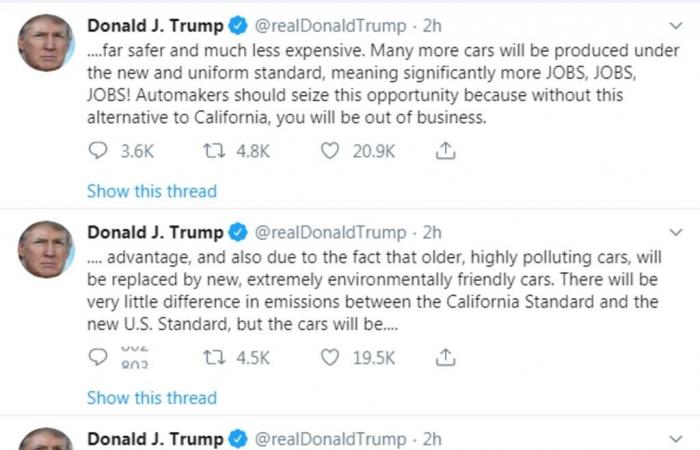 ترامب يعتزم منع كاليفورينا من وضع معايير خاصة لانبعاثات السيارات