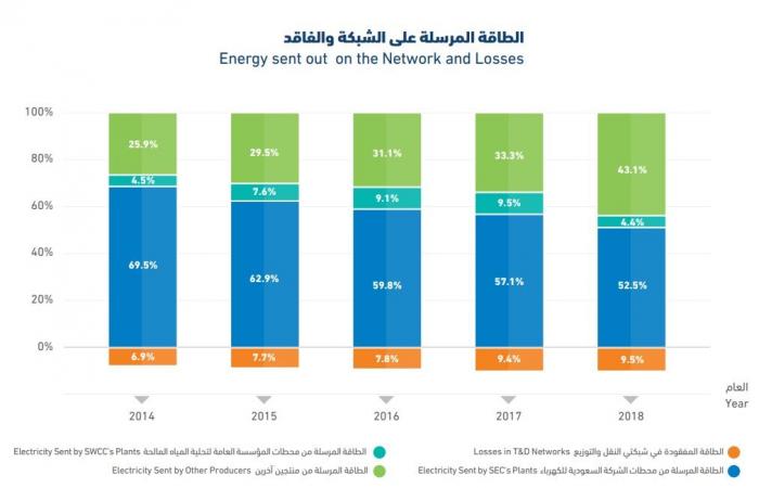 هيئة الكهرباء السعودية تكشف عن الطاقة المباعة في السعودية بـ2018