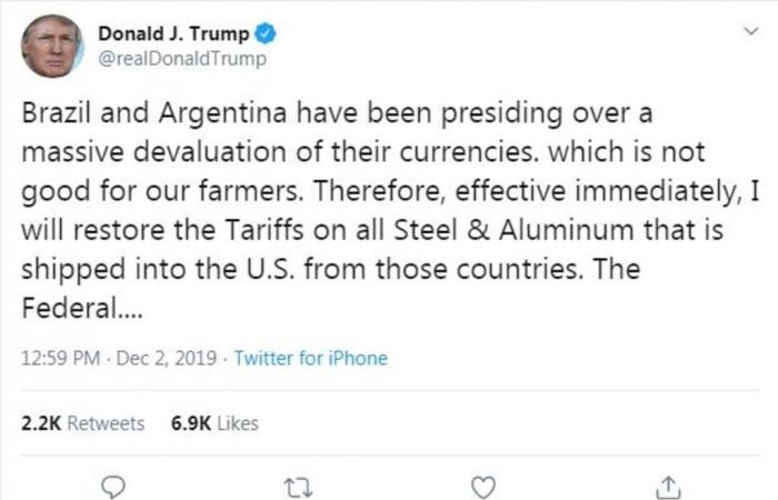 ترامب يفرض تعريفات على واردات الصلب والألومنيوم من البرازيل والأرجنتين