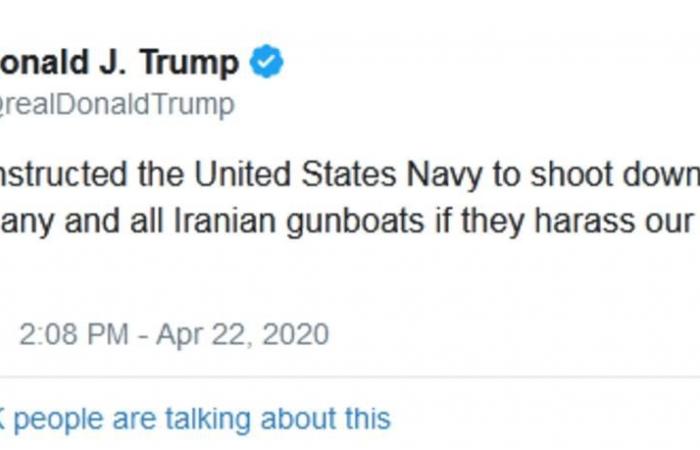 ترامب: سندمر أي زورق إيراني يقترب من السفن الأمريكية