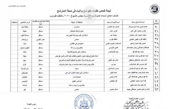 استبعاد 6 فردي وقائمتين.. ننشر أسماء المرشحين لمجلس الشيوخ بالإسكندرية (مستند)