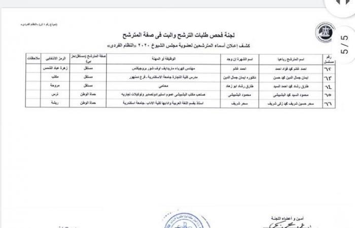 استبعاد 6 فردي وقائمتين.. ننشر أسماء المرشحين لمجلس الشيوخ بالإسكندرية (مستند)