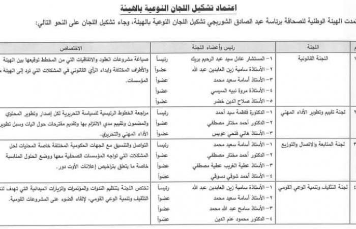 الوطنية للصحافة: اعتماد تشكيل اللجان النوعية بالهيئة