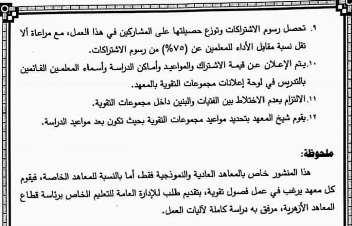 بالأسعار والضوابط.. الأزهر يقرر تشكيل مجموعات تقوية للطلاب بالمعاهد - مستند