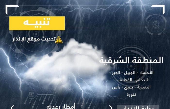 "الأرصاد" ينبه 4 مناطق : أمطار رعدية وضباب وتدن في مدى الرؤية