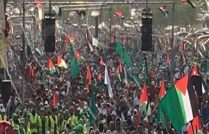 صور وفيديو : آلاف الاردنيين شاركوا في مهرجان (فلسطين عنوان النصر ) في سويمة بالبحر الميت