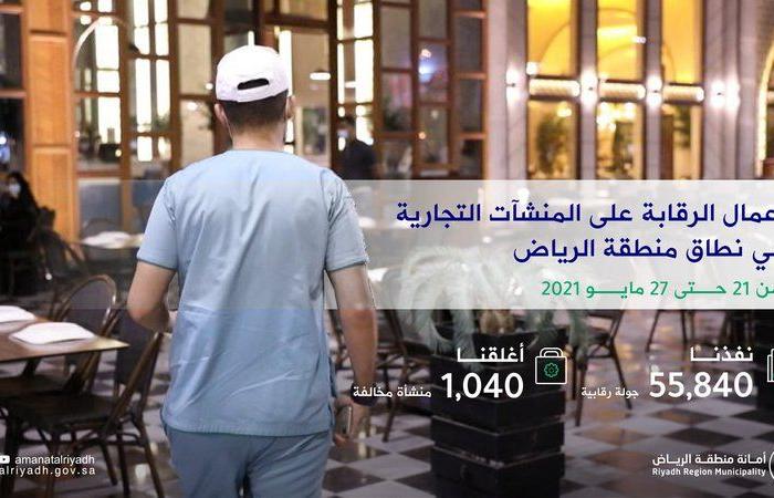 الرياض.. قرابة 56 ألف جولة رقابية تسفر عن إغلاق 1040 منشأة مخالفة