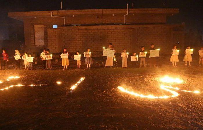 وقفة ليلية مع الشموع لأطفال ‫مأرب تضامنًا مع أسرة ‫"ليان"