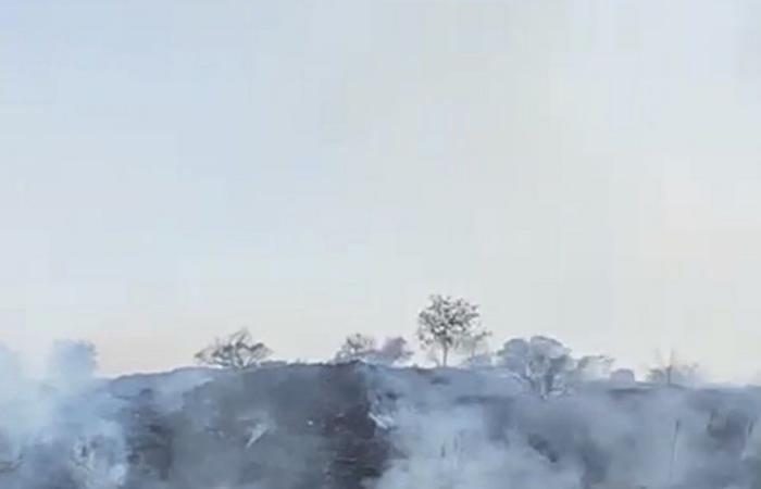 حريق متطور في مرتفعات جبليه بقرية سرفة بالباحة