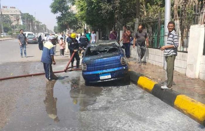 إخماد حريق شب بسيارة بشارع الأهرام وآخر بأرض فضاء ببولاق (صور)