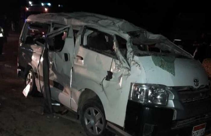 مصرع شخص وإصابة 13 إثر حادث سير بالواسطى في بنى سويف