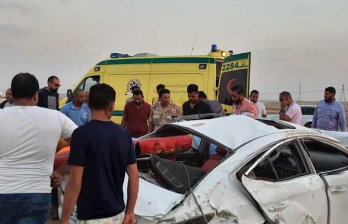 مصرع شخص وإصابة 5 في حادث انقلاب سيارة بطريق «السويس_ القاهرة»