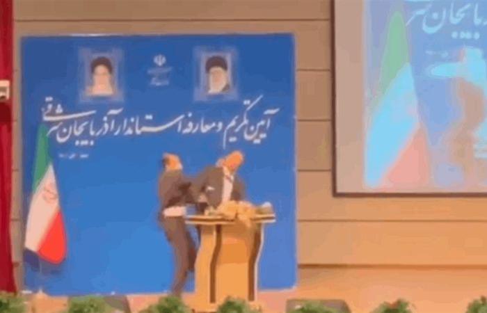 بالفيديو.. محافظٌ إيراني يبدأ مهامه الرسمية بصفعة أثناء تنصيبه