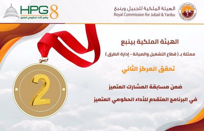 "ملكية ينبع" تحقِّق المركز الثاني في البرنامج المتقدم للأداء الحكومي المتميز HPG