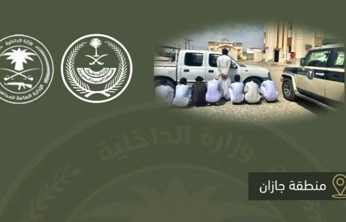 "دوريات المجاهدين" بجازان تضبط 4 مواطنين و6 مقيمين حاولوا نقل 47 مخالفًا
