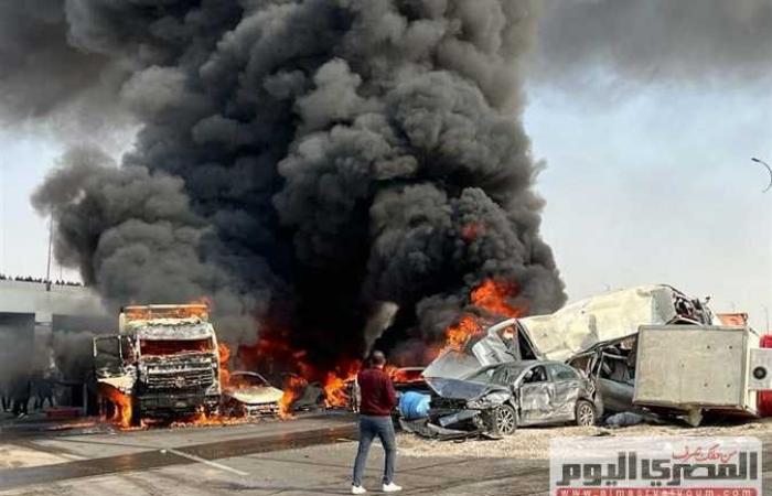 التحريات تكشف أسباب وقوع حادث الدائري الأوسطي وتحول 10 سيارات لخردة