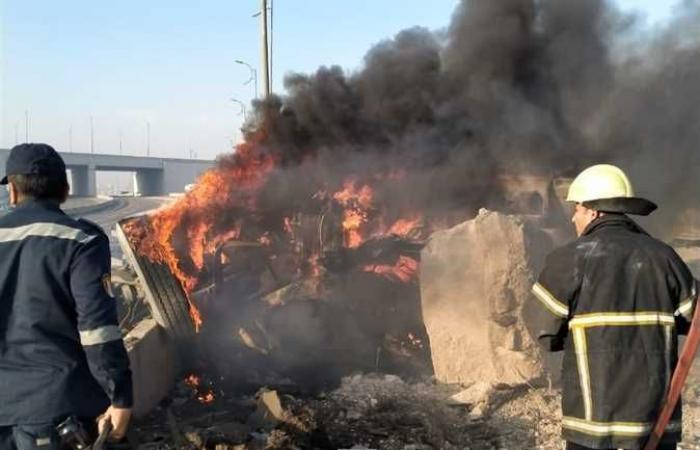 التحريات: انفجار إطارات سيارة نقل سبب تصادم «الدائري الأوسطي»