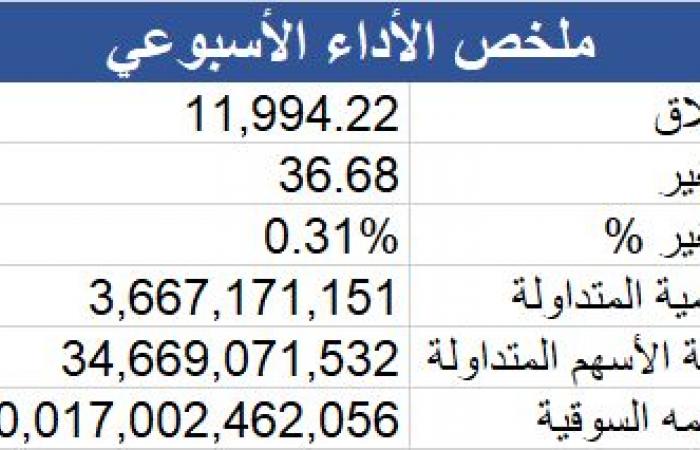 أداء إيجابي لمؤشر "تاسي" خلال الأسبوع.. والمكاسب السوقية تتجاوز 10 مليارات ريال