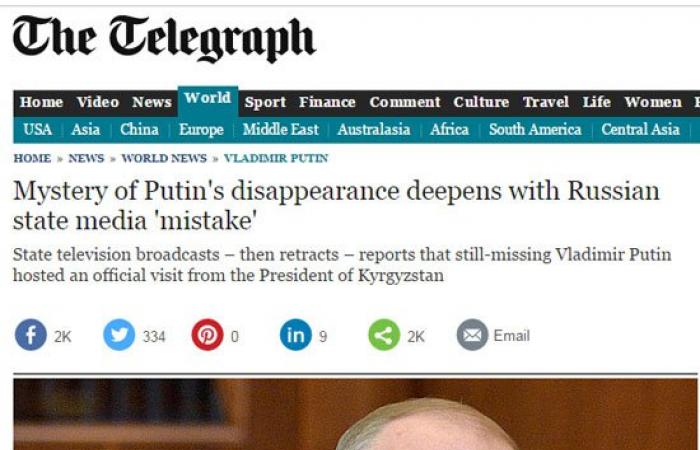 "صنداى تليجراف": لغز اختفاء الرئيس الروسى يزداد غموضا
