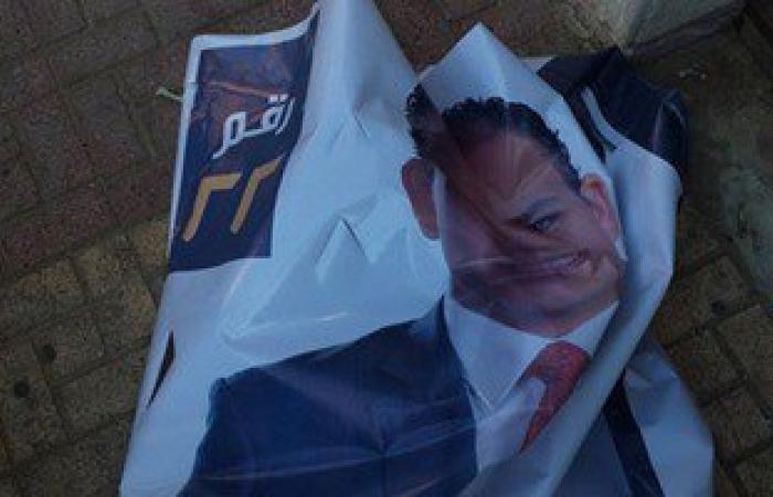 تمزيق اللافتات الدعائية لمرشح "حماة الوطن" بمشتول فى الشرقية