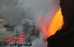 بالفيديو || لقطات مرعبة لتدفق نهر من حمم "اللافا"