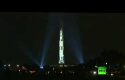 صاروخ "أبولو 11" على نصب واشنطن التذكاري في الذكرى الـ50 للهبوط على القمر