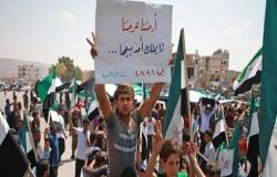 مظاهرات في إدلب مناهضة للنظام السوري وحليفه الروسي