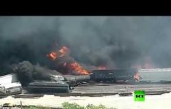 اندلاع حريق في قطار يحمل مواد خطرة في ولاية إيلينوي الأمريكية