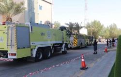 فيديو.. الدفاع المدني السعودي يباشر حريقاً بمحطة قطار الحرمين