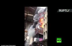 شاهد.. حريق في مركز إسلامي في نيجيريا