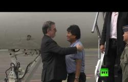 شاهد.. طائرة الرئيس البوليفي المستقيل إيفو موراليس تهبط في مطار العاصمة المكسيكية