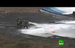 فيديو لإنقاذ ركاب إحدى الطائرات بعد هبوط اضطراري
