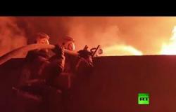 حريق ضخم بمحطة بنزين في الشيشان
