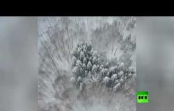 لقطات جوية للغابات المغطاة بالثلوج في إيران