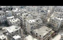 طائرة "درون" ترصد من الجو الدمار في مدينة أريحا السورية