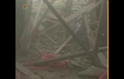 لحظة انهيار قبة مسجد في الفيوم وانقاذ 3 عمال من الموت