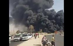 أدخنة اللهب تغطي طريق إسماعيلية الصحراوي عقب انفجار "ماسورة مازوت "