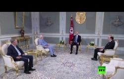رئيس تونس قيس سعيد يستقبل رئيس الحكومة إلياس الفخفاخ ورئيس مجلس نواب الشعب راشد الغنوشي في قصر قرطاج