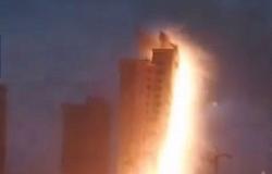 فيديو كرة النار العملاقة فوق مدينة صينية .. صاعقة أم انفجار؟