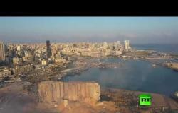 لقطات جوية توثق آثار دمار انفجار هائل يهز بيروت