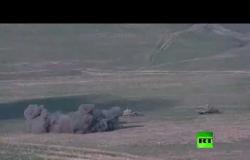 لحظة تعرض 3 دبابات أذربيجانية لقصف أرمني في قره باغ