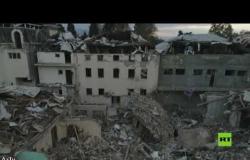 طائرة درون تسجل آثار القصف على مدينة كنجة الأذربيجانية
