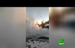 "نافورة الماء الساخن" تخرج من باطن الأرض في موسكو
