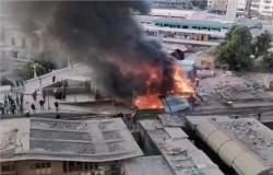 مصر .. اندلاع حريق هائل في محطة قطارات مدينة الزقازيق