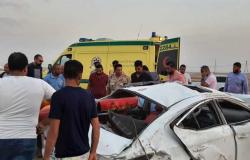 مصرع شخص وإصابة 5 في حادث انقلاب سيارة بطريق «السويس_ القاهرة»