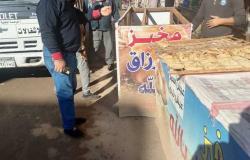 إزالة اللوحات المخالفة من شوارع بيلا في كفر الشيخ